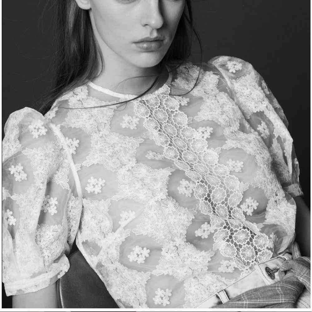 Sandro Esperance sheer-inset lace top